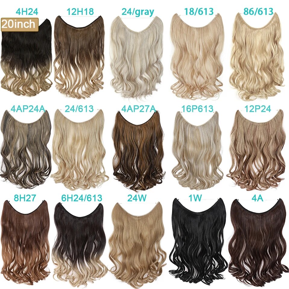 BENEHAIR Synthetic Invisible Wire No Clips In Hair Extensions Secret Fish Line Hairpieces  Hair Extensions For Women Daily