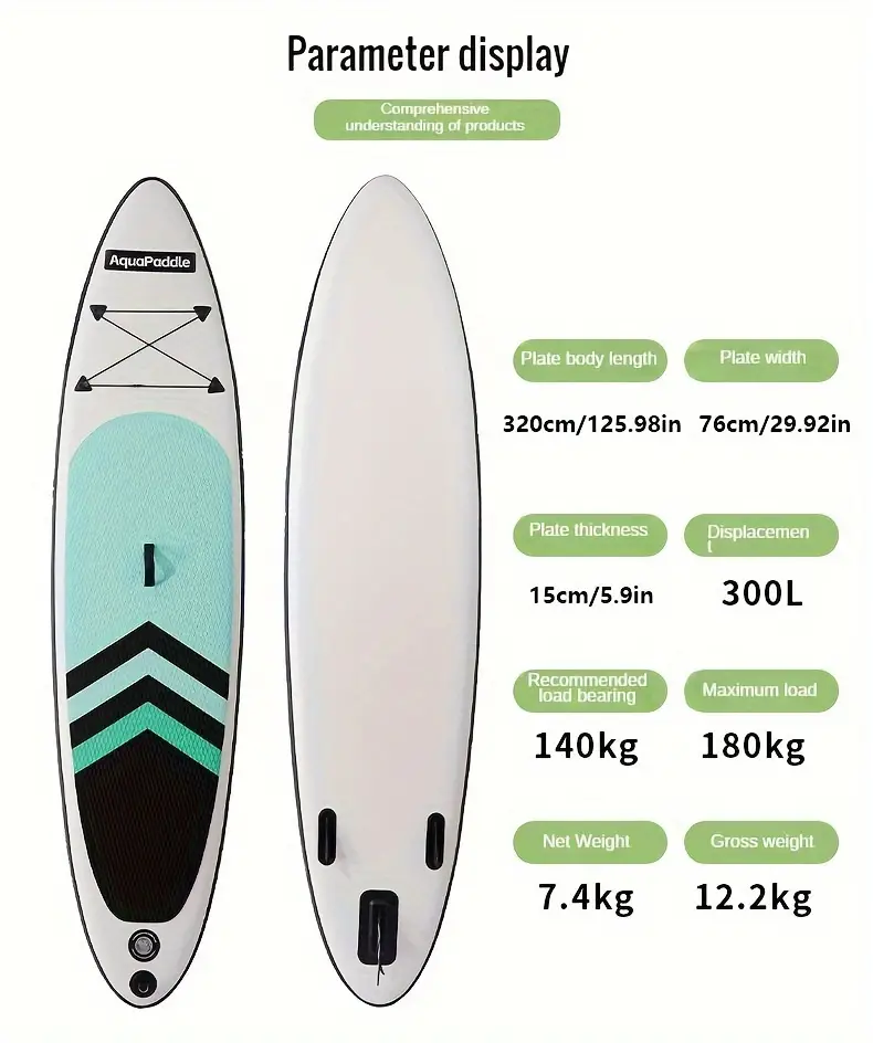 1pc 3 2m 125 98in inflatable surfboard with accessories stand up paddle board with detachable   repair kit storage backpack details 3