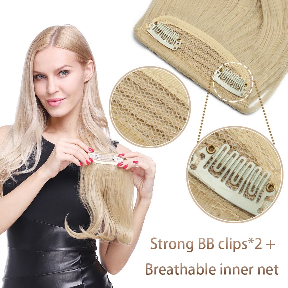 BENEHAIR 2 Clips In Middle Part Bangs Hairpieces Synthetic Clip In Hair Extension Top Hair Piece For Women Fake Hair 30g