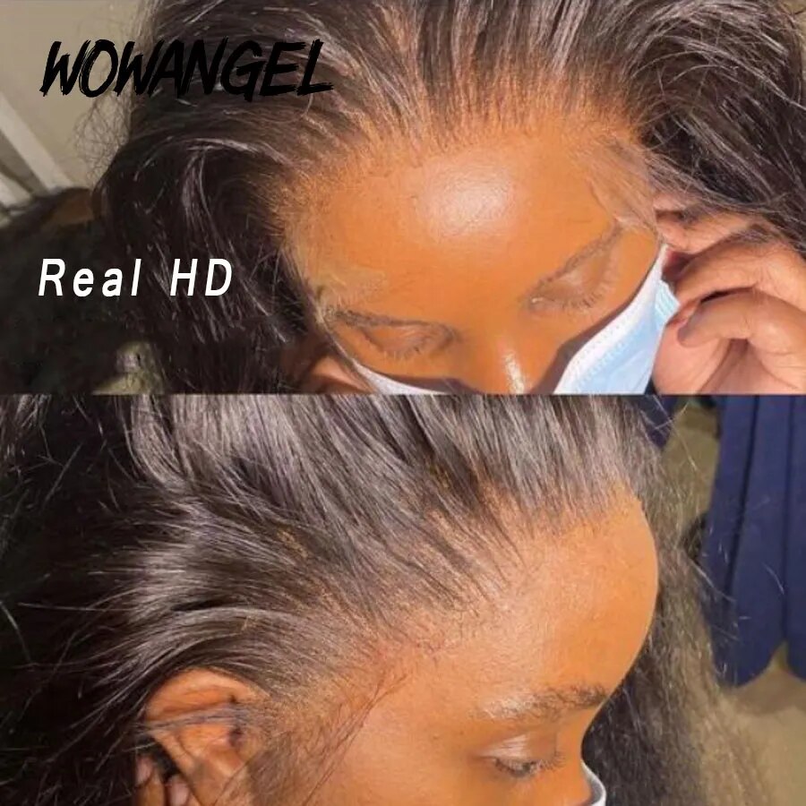 SKINLIKE Real HD Lace Front Wigs Kinky Straight 250% 13x4 Full Frontal Wigs Human Hair Wigs Peruvian Yaki Straight Melt Skins
