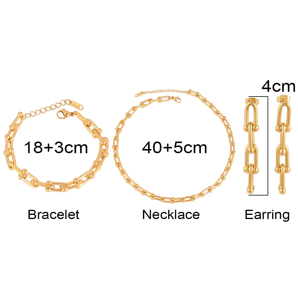 316L Stainless Steel Necklace Chunky U Chain Necklaces For Women Clavicle Chain Choker Necklace Punk Women Jewelry Necklace