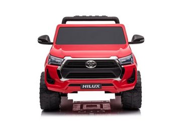 TPFLiving electric children's car Toyota Hilux - motor: 4 x 12V - battery: 1 x 12 Volt/14Ah, load capacity 40 kg, children's car - electric car with leather seat and seat belt - red