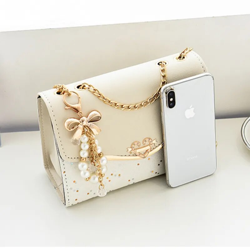 Fashion Textured Women's Bag Trend Versatile PU Leather Shoulder Bags for Women 2023 Luxury Rhinestone Buckle Messenger Bag