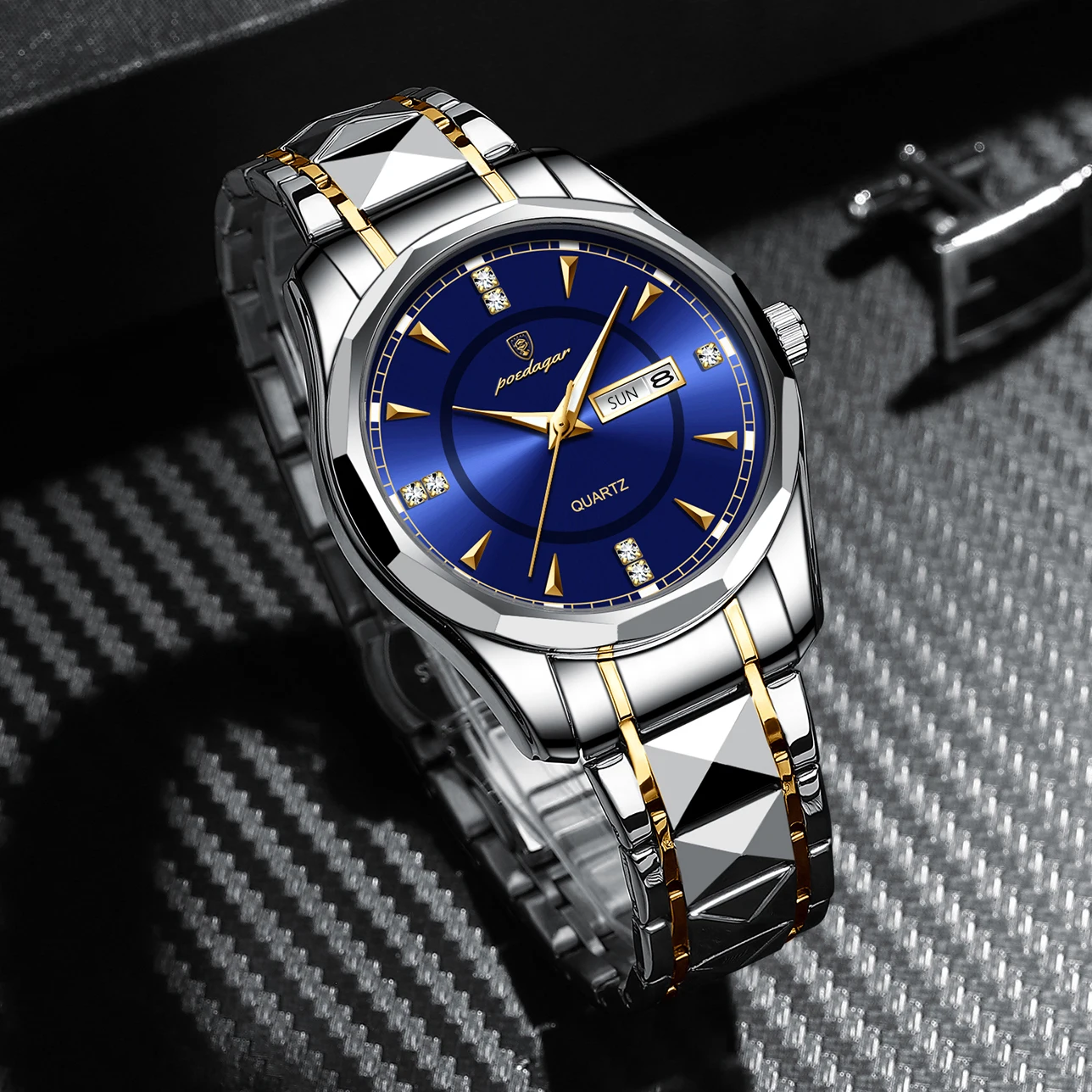POEDAGAR 2021 New Fashion Men's Watches Stainless Steel Top Brand Luxury Waterproof Men Quartz Wristwatches Relogio Masculino