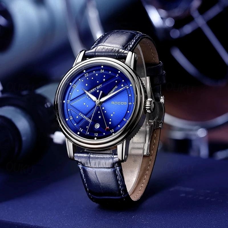 Women Men Mechanical Watch Diamond Minimalist Luxury Fashion Automatic Self-winding Luminous Calendar Waterproof Leather Watch 2024 - US $248.39 –P6