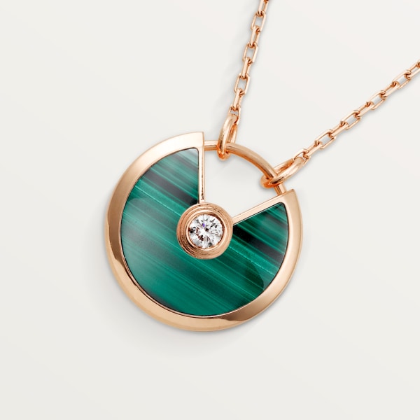 Amulette de Cartier necklace, small model Rose gold, malachite, diamond