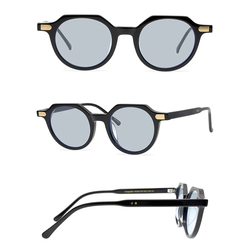 Belight Optical Women Men UV400 Protection Colorful Irregular Shape Small Vintage Retro Acetate Sunglasses with Case Oculos 9557