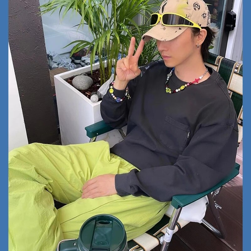 Y2K Hip Hop Multicolor Flower Necklace Ins Colorful Beading Chain Cross Necklace Choker Necklace Men Girls Women Jewelry