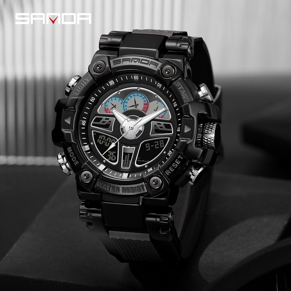 SANDA 2023 Sports Military Men's Watches Luxury Digital Watch 50M Waterproof Quartz Wristwatch for Male Relogios Masculino 3156
