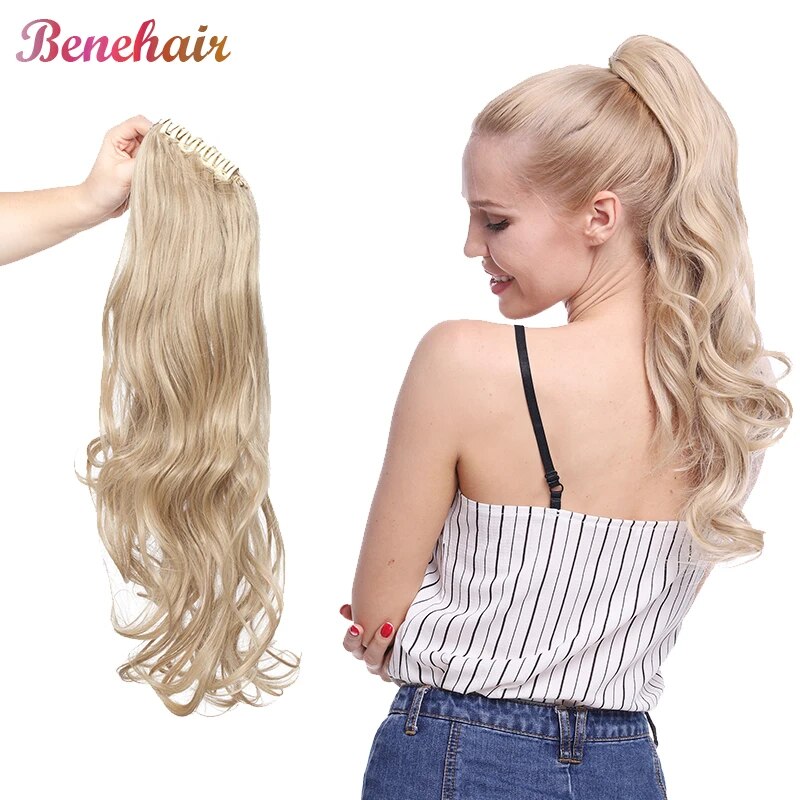BENEHAIR Synthetic Fake Hair Ponytail Long Wavy Claw On Ponytail Clip In Hair Extensions Hair Extensions Hairpiece For Women