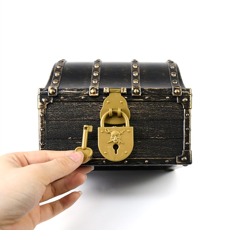 Pirate Theme Treasure Chest Toy Box for Halloween Party Favors Props Decora Mini Pirate Treasure Chest Vintage Organizer Trinket