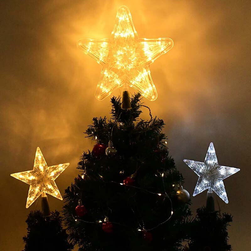Christmas Tree Top Star Lights Christmas Tree Decor Ornaments Battery Power Garland Noel New Year Christmas Decorations for Home