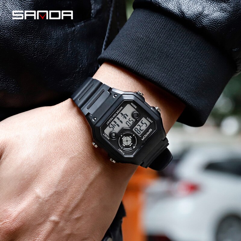 SANDA Brand Men's Watches Fashion Casual Watch for Men Sport Digital Wristwatch Waterproof Military Clock Relogio Masculino 418