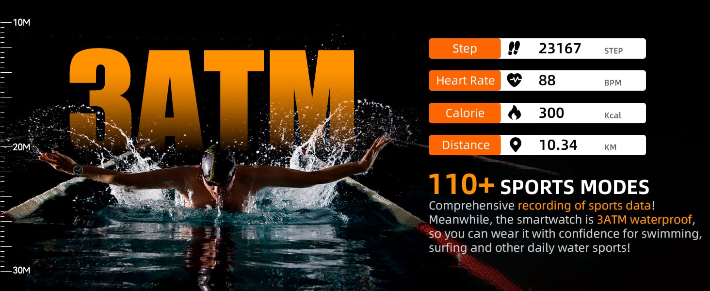 Military Smart Watches for Men 3ATM Waterproof
