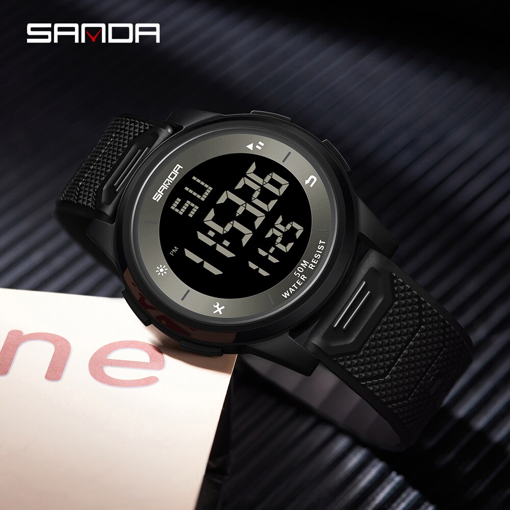 SANDA 2023 New Men's Watches 10mm Super Slim Electronic LED Digital Watches for Male Clock Wristwatch Relogio Masculino 6107