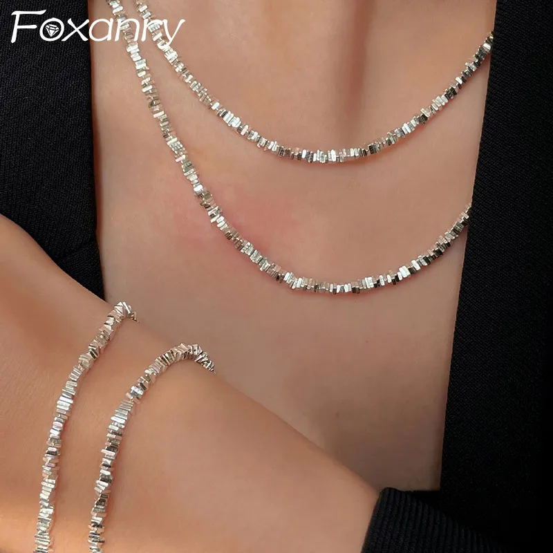 FOXANRY Stamp Sweater Necklace for Women Couples New Fashion Creative Irregular Geometric Handmade Party Jewelry Gifts