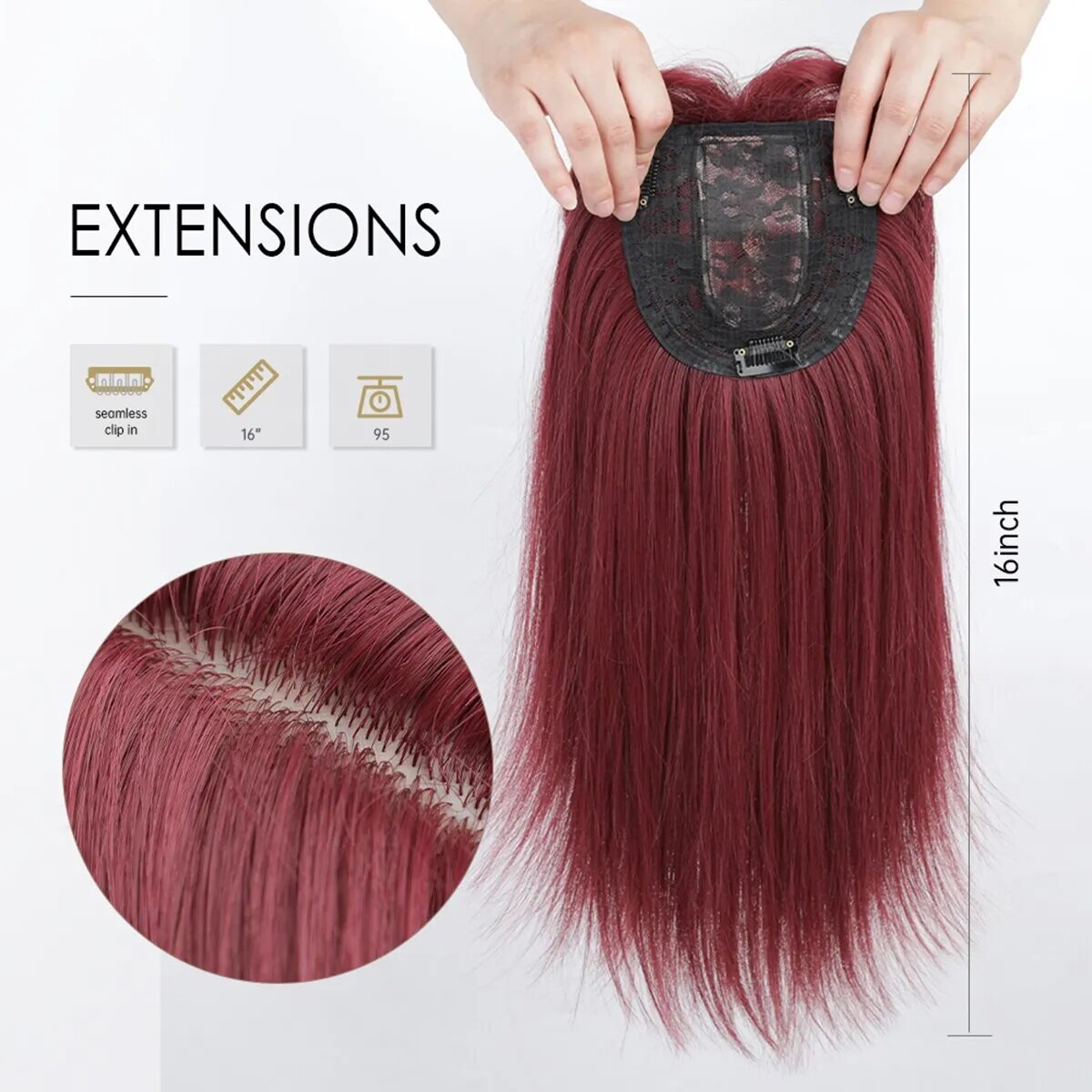 Wig Piece for Women Increases Hair Volumen Fluffs the Top of the Skull and Shapes the Face 16inch Net Weight 95g