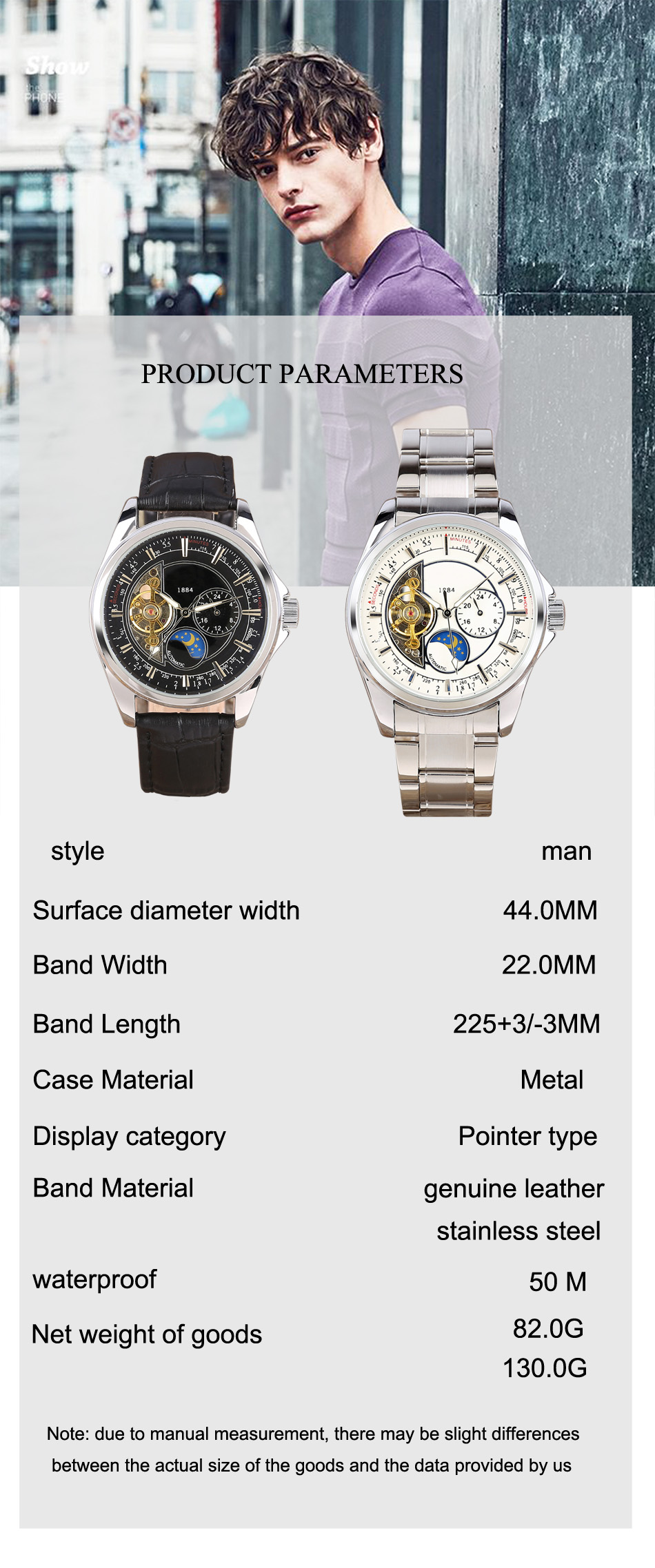 Hot sale wholesale Automatic Mechanical stainless steel Watches  Men Moon Phase function Watch