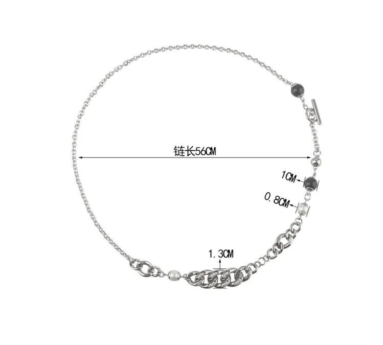 Hip hop chain panels, creative design flat buckle beads, stainless steel couple necklace