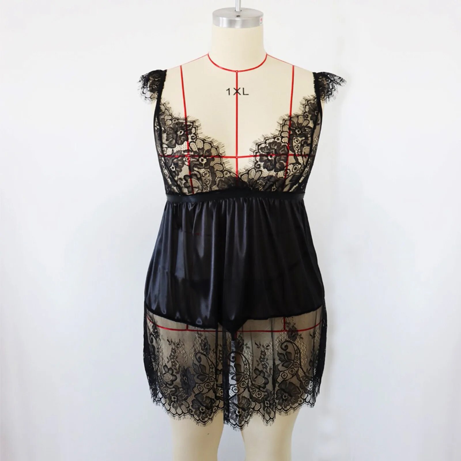 Plus Size 5XL Women Sexy Sling Night Dress Erotic Lingerie Nightwear Robe Babydoll Sexy Sleepwear Charming Night Dress Underwear