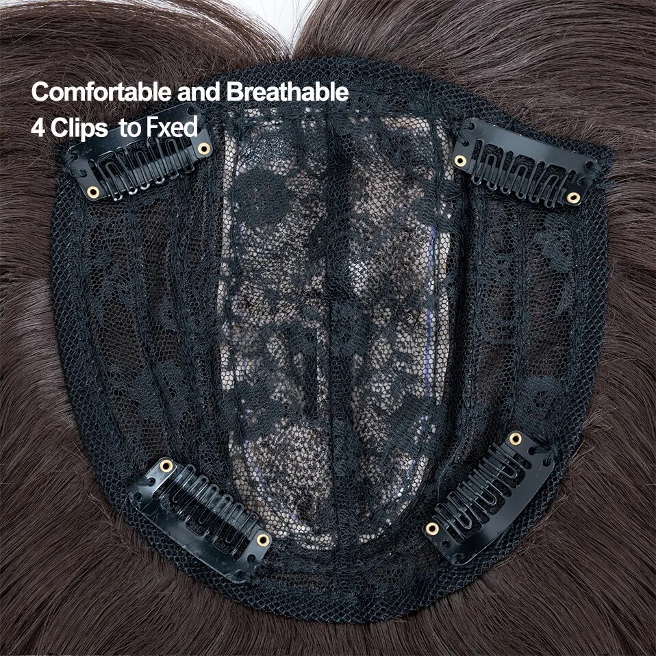 Benehair Topper Hair Piece Invisible Seamless Straight Wig Bangs Clip Overhead Natural Invisible Replacement Cover White Hair