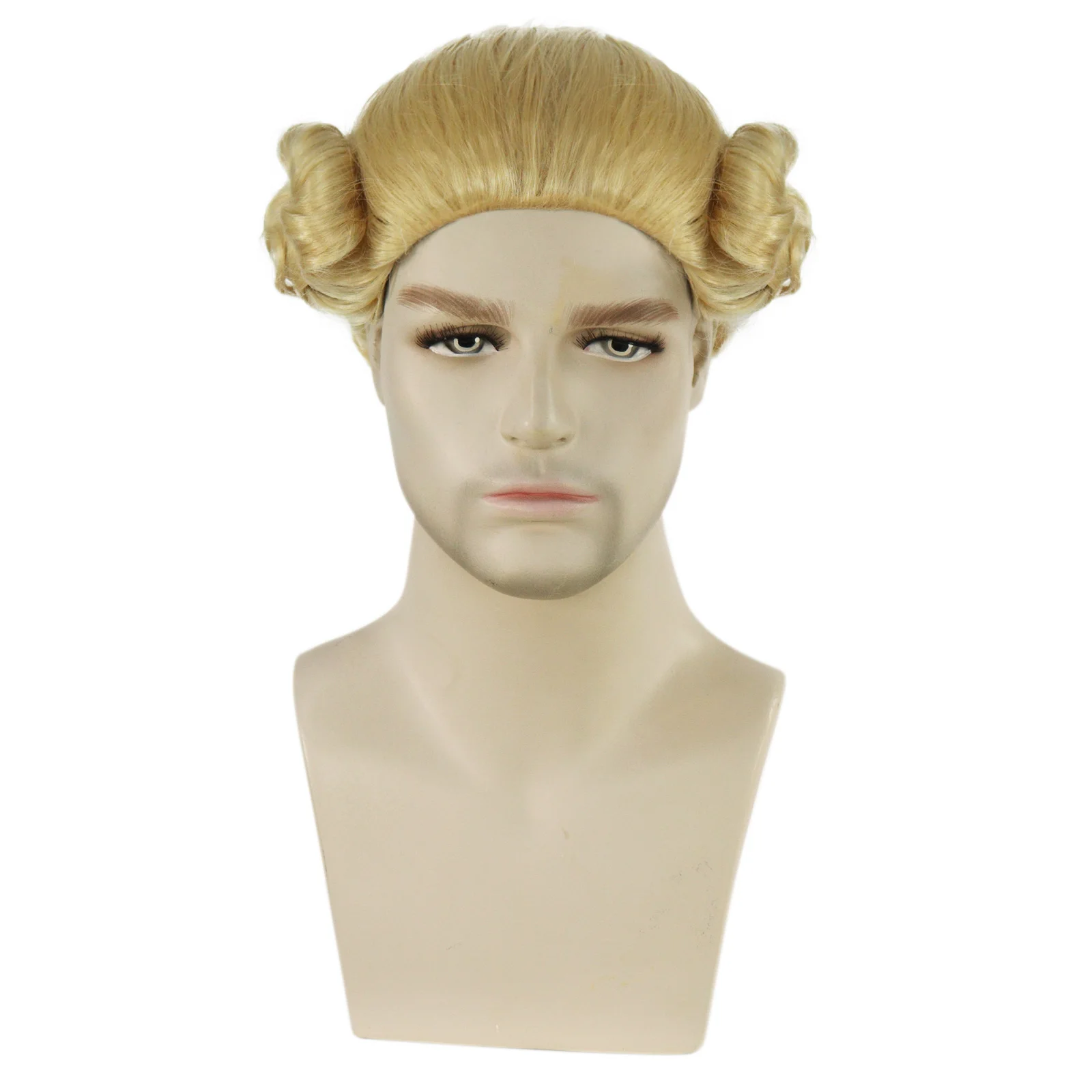 Anogol Long Blonde Curly Wigantoinette  Cosplay Wig for Men Wigs for Halloween Party School Christmas & 1pc Wig Cap