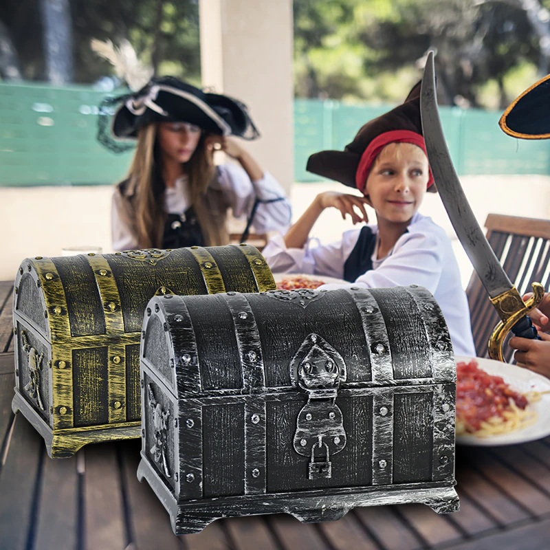 Pirate Theme Treasure Chest Toy Box for Halloween Party Favors Props Decora Mini Pirate Treasure Chest Vintage Organizer Trinket