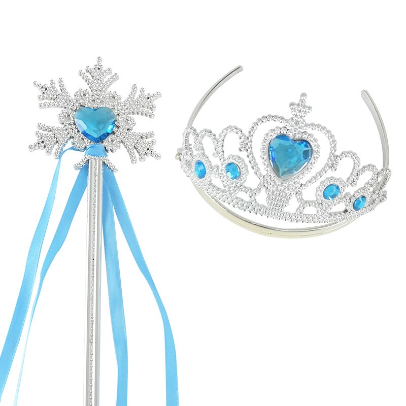 1Set Cosplay Cartoon Ice Romance Princess Crown Magic Wand HeadWear Toys For Girls Dress Accessories