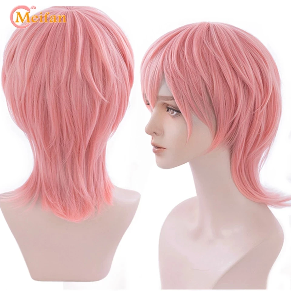 MEIFAN Short Ombre Cosplay Party Synthetic Men Harajuku Lolita Wig Blue Purple Fluffy Halloween Party Women Natural Fake Hair