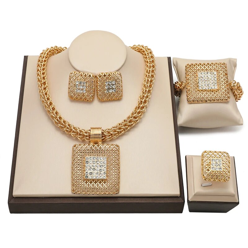 Bridal Gift African Beads Nigerian Wedding Jewelry Set Woman Fashion Dubai 18k Gold Plated Jewellery Sets Wholesale