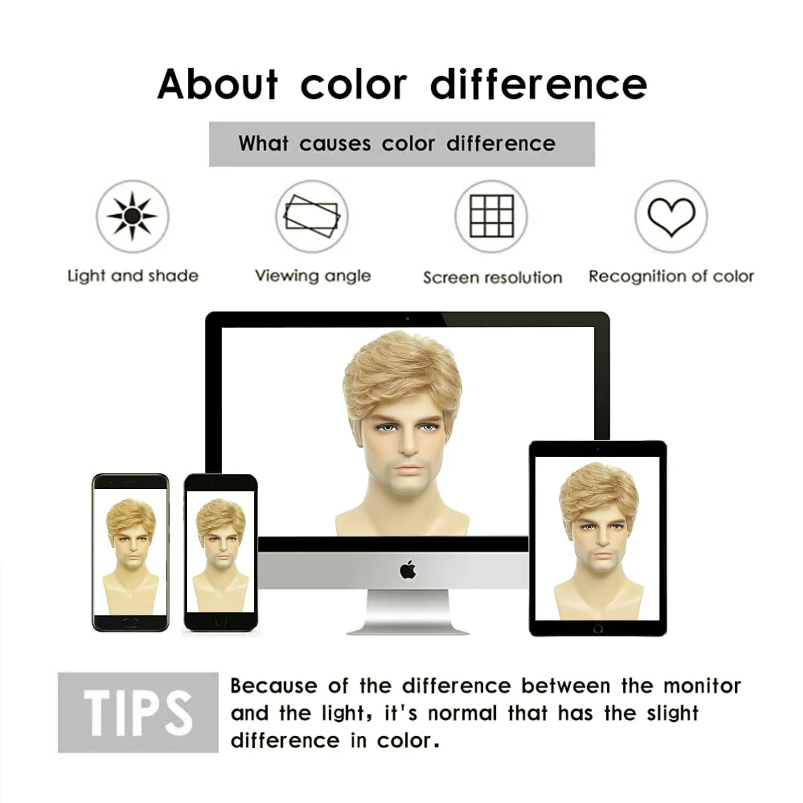 Mens Blonde Wigs Natural Fluffy Layered Synthetic Hair Daily Halloween Ken Wig for Men Male