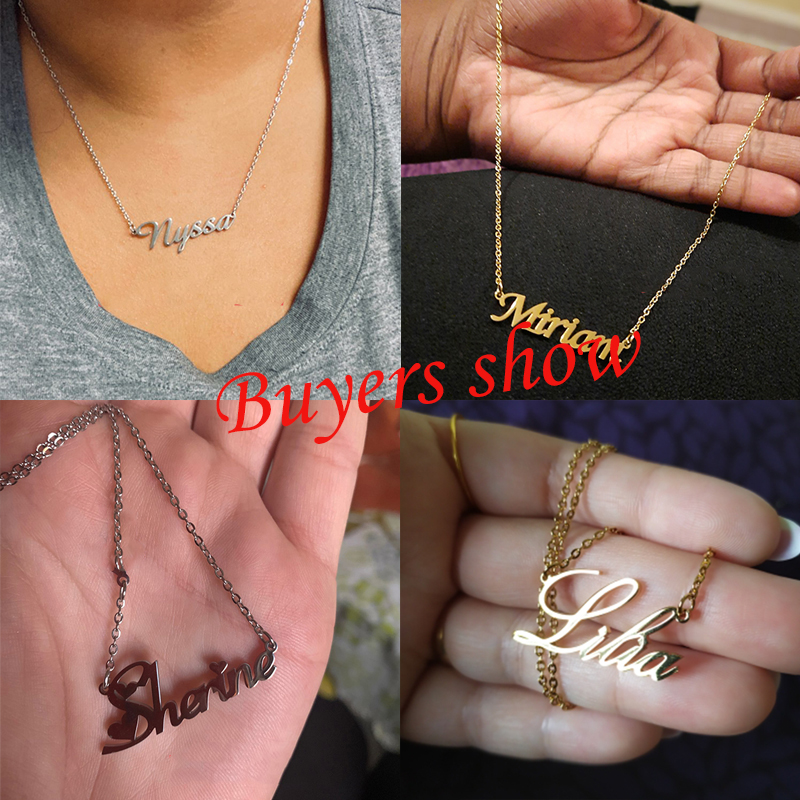 Lemegeton Stainless Steel Choker Custom Name Necklace For Women Personalized Customized Nameplate Jewelry Valentine's Day Gift
