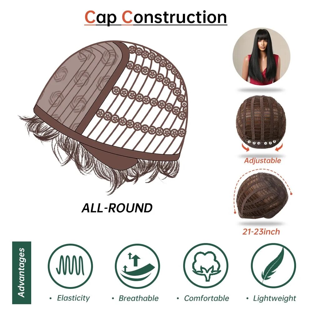 Black Hair Long Straight Wigs for Women Natural Hair Synthetic Wigs Daily Cosplay Heat Resistant