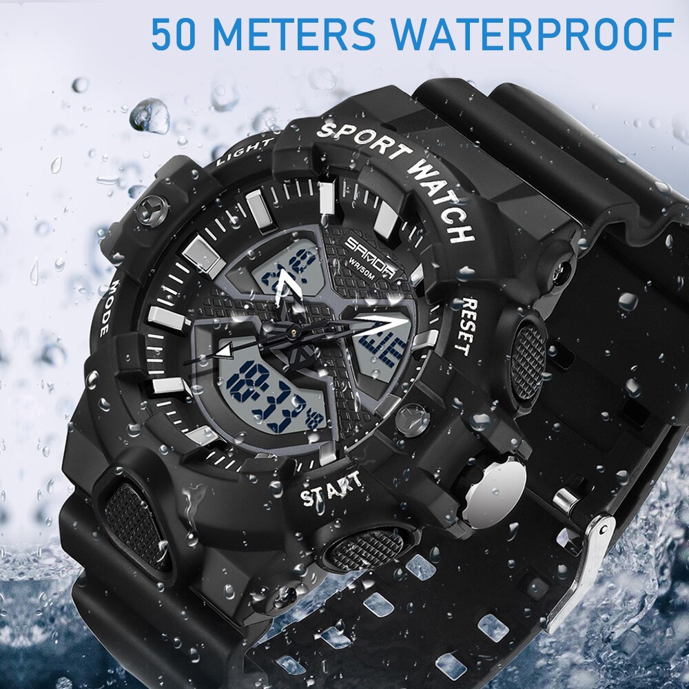 SANDA 2023 Sport Military Men's Watches 50M Waterproof LED Digital Wristwatch for Male Clock Stopwatch Relogio Masculino 3150