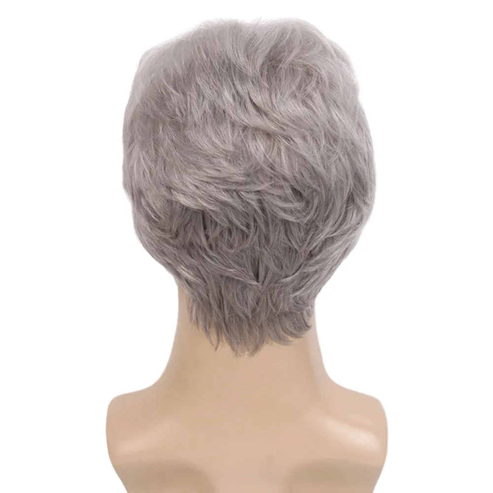 Men's Wigs Short Brown Synthetic Wig with Bangs Curly Fake Hair For Male Cosplay Natural Wig