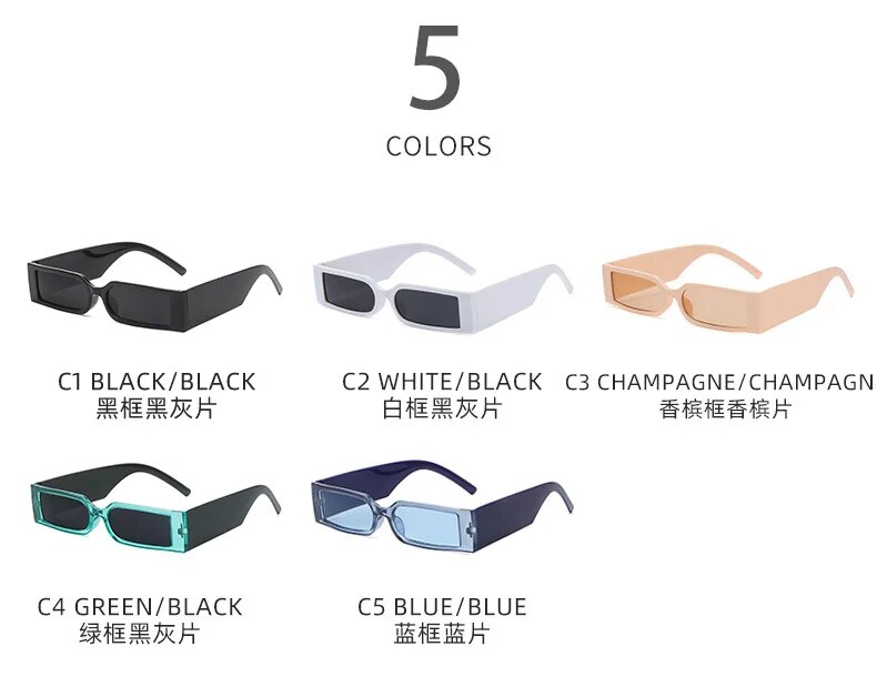 Rectangle Frame Fashion Sunglasses 2021 Hip Hop Vintage Designer Wholesale Black Shades Glasses Luxury For Men And Women UV400