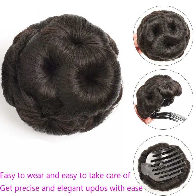 Wig Bun Synthetic Chignon Short Curly Fake False Hair Extension Claw Clip Hairpiece Wig Updo Ponytail Piece for Women