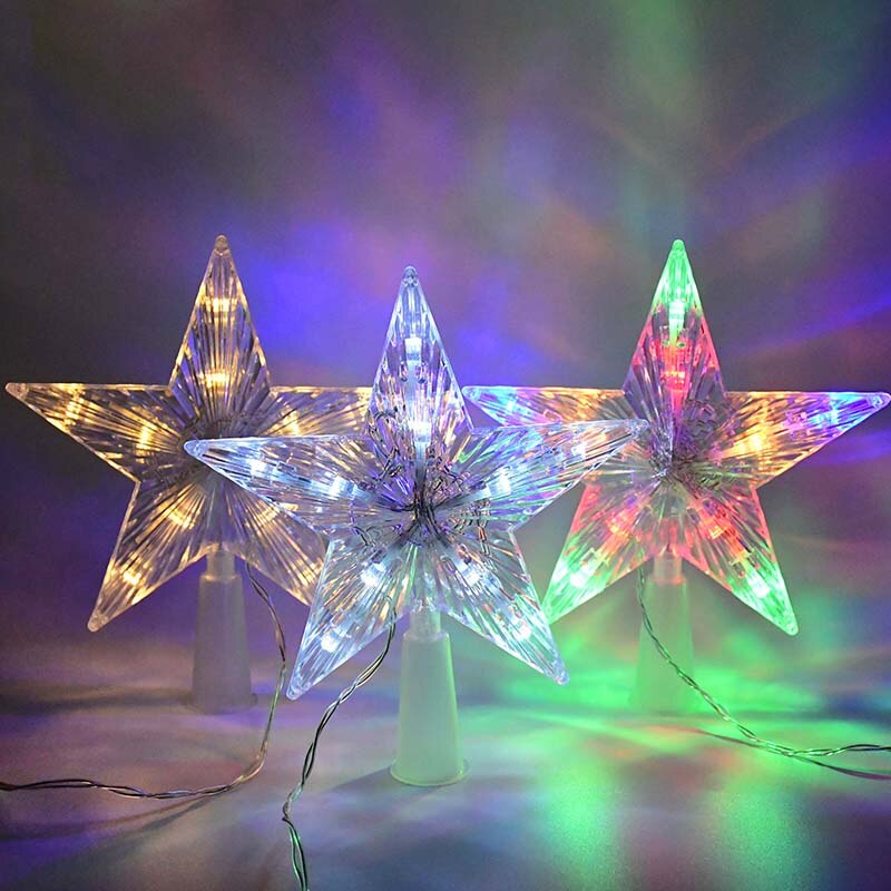 Christmas Tree Top Star Lights Christmas Tree Decor Ornaments Battery Power Garland Noel New Year Christmas Decorations for Home