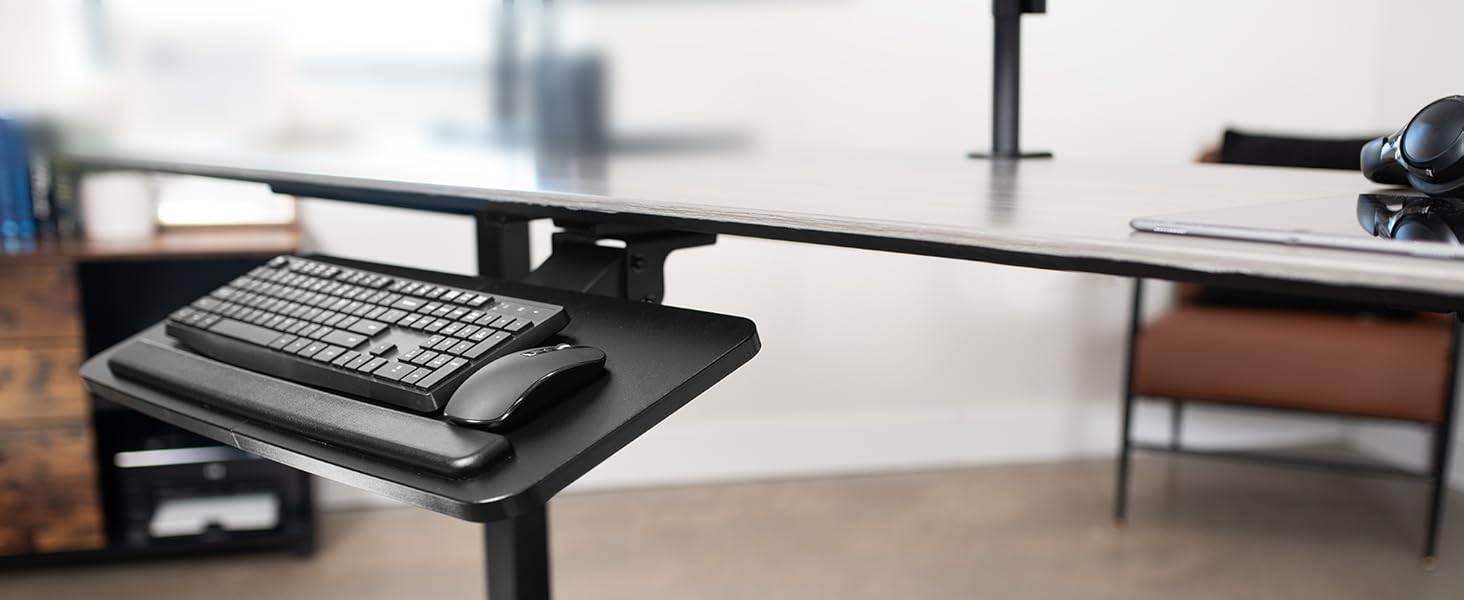 MOUNT-KB03B tilting keyboard tray at desk