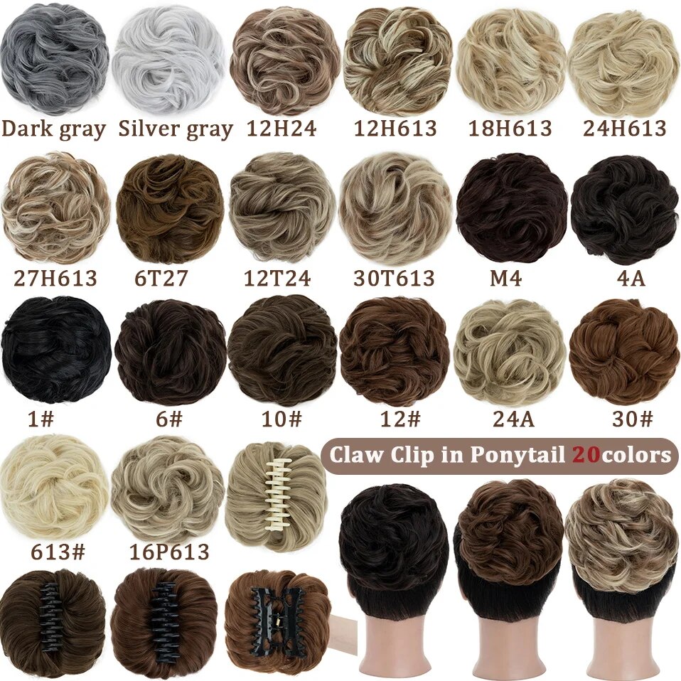 Benehair Synthetic Claw Clip In Chignon Donut Curly Hair Extension Messy Bun Hairpiece for Women Scrunchies Natural Fake Hair