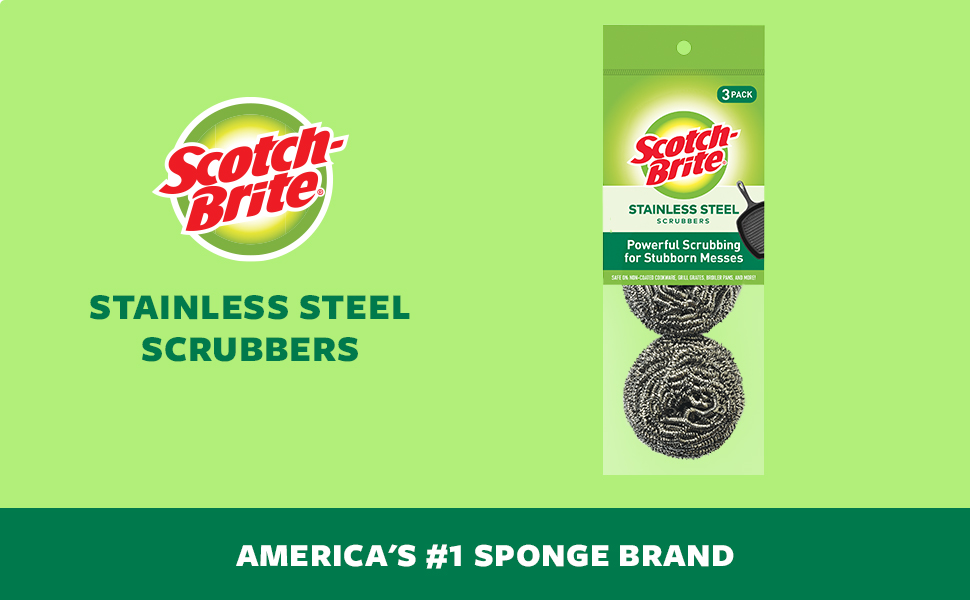 Scotch-Brite Stainless Steel Scrubber, Dish Scrubbers