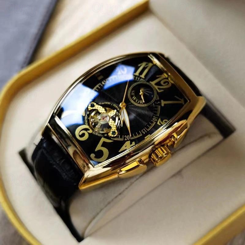 Men Mechanical Watch Luxury Large Dial Fashion Business Hollow Skeleton Automatic Self-winding Waterproof Leather Watch 2024 - US $31.99 –P1