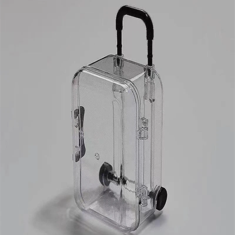 Mini Roller Red Book-Inspired Simple INS Mini Trolley Box for Jewelry and Candy Acrylic Hard Plastic Travel Box with Flip Handle