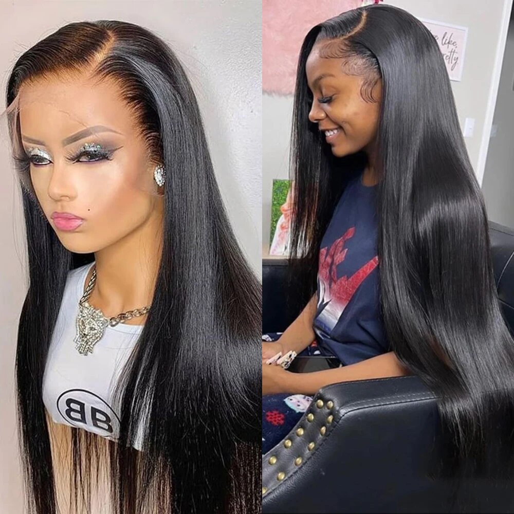 Straight Crystal Real Full HD Lace Front Wigs Silk Natural Scalp Pre Plucked 30Inch 360 Lace Frontal Human Hair Wigs Glueless
