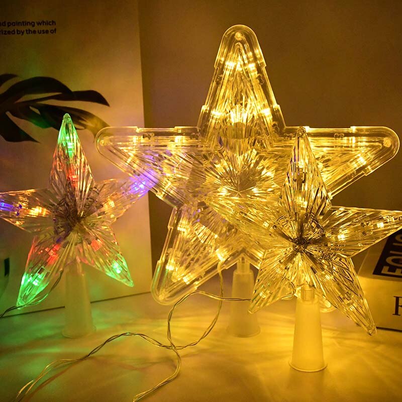 Christmas Tree Top Star Lights Christmas Tree Decor Ornaments Battery Power Garland Noel New Year Christmas Decorations for Home