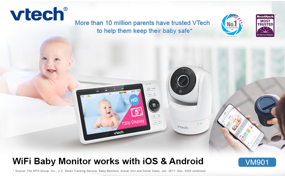 VM901 WiFi Baby Monitor works with ios android