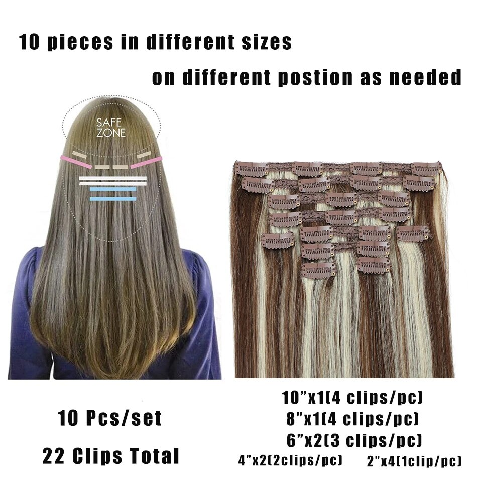 120G 180G 200G Full Head Wavy Clip In Hair Extensions Remy Brazilian Body Wave 100% Real Natural Human Hair Clip ins Brown Color