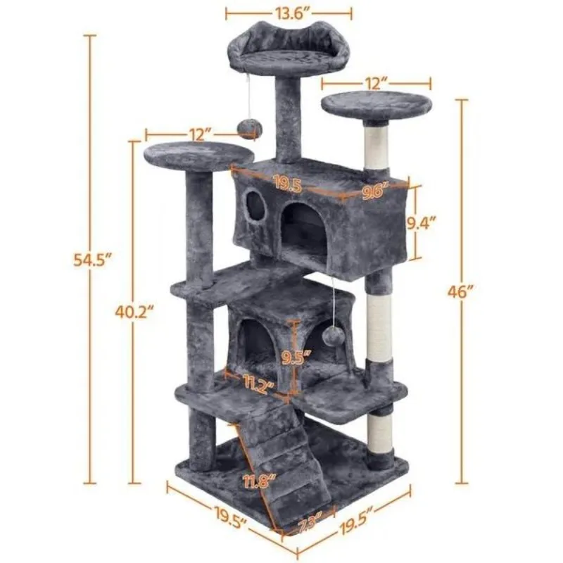 *2024 New 54.5'' H Cat Tree Tower Condo Furniture Scratch Post for Kittens Pet House Play Beige Large Cat Tree Plush Tower With