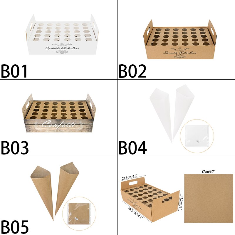 Kraft Paper Confetti Cones Holder Support For Wedding Decoration Kraft Paper Wedding Tray Confetti Wedding Paper Cones Holder