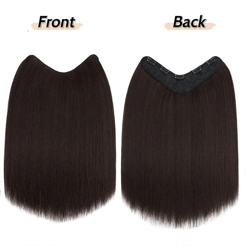 Benehair 18 Inch 160g V-Shaped Clip in Hair Extensions Synthetic Straight One piece Clip in Hair Extensions Full Head